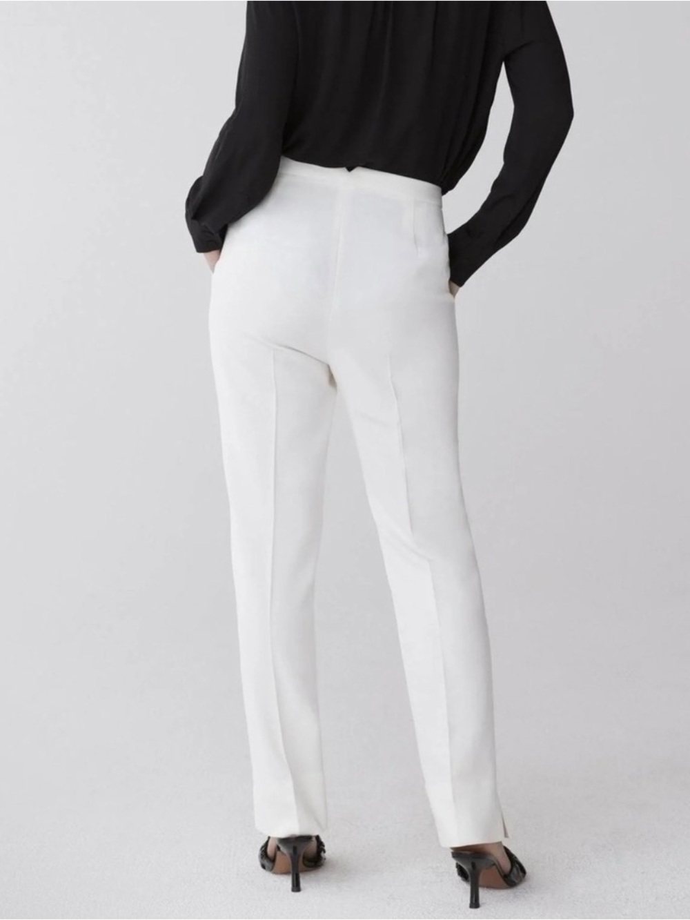 🛍️SALE🛍️ BCBGMaxAzria TARIK Off-White Tailored Straight Pants Trousers - Picture 8 of 14